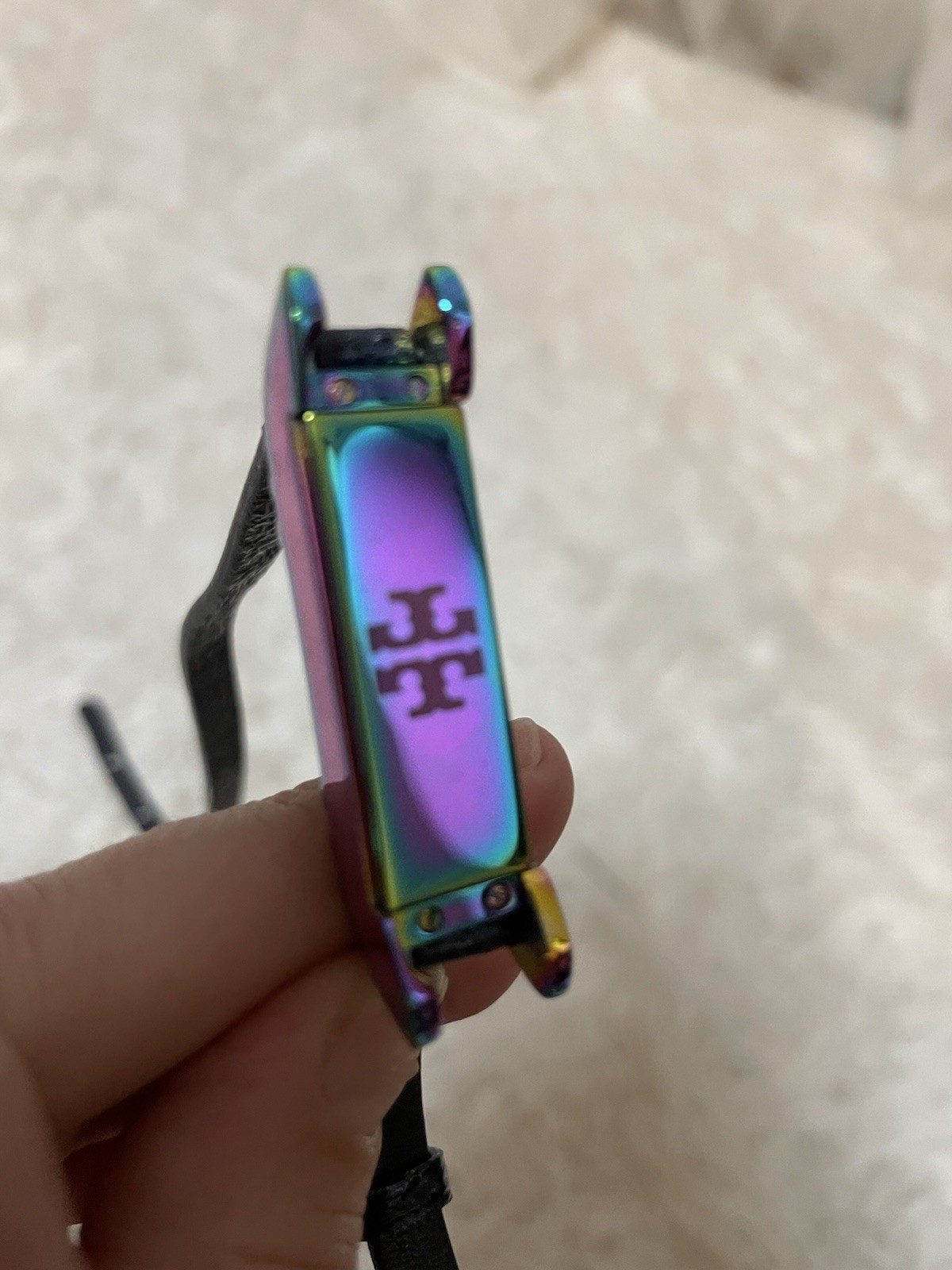 Tory Burch Fitbit NAVY/Gold Leather Double Wrap Bracelet