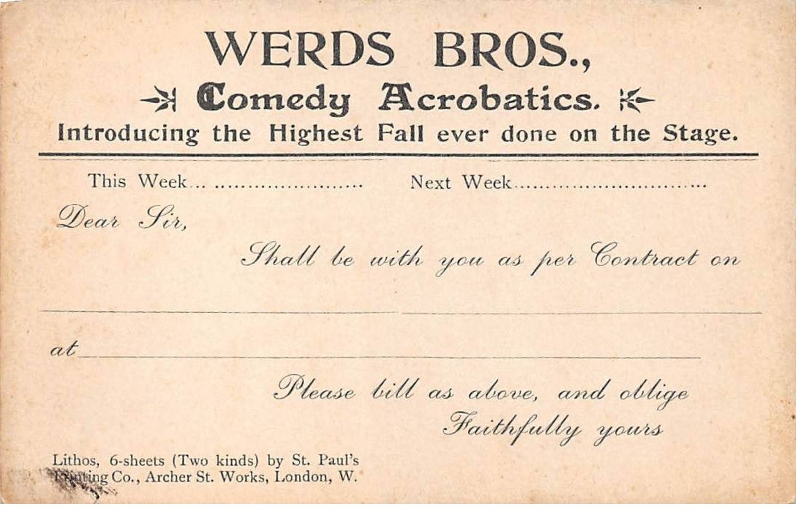 Circus - No. 85372 - Werds Bros, Comedy Acrobatics