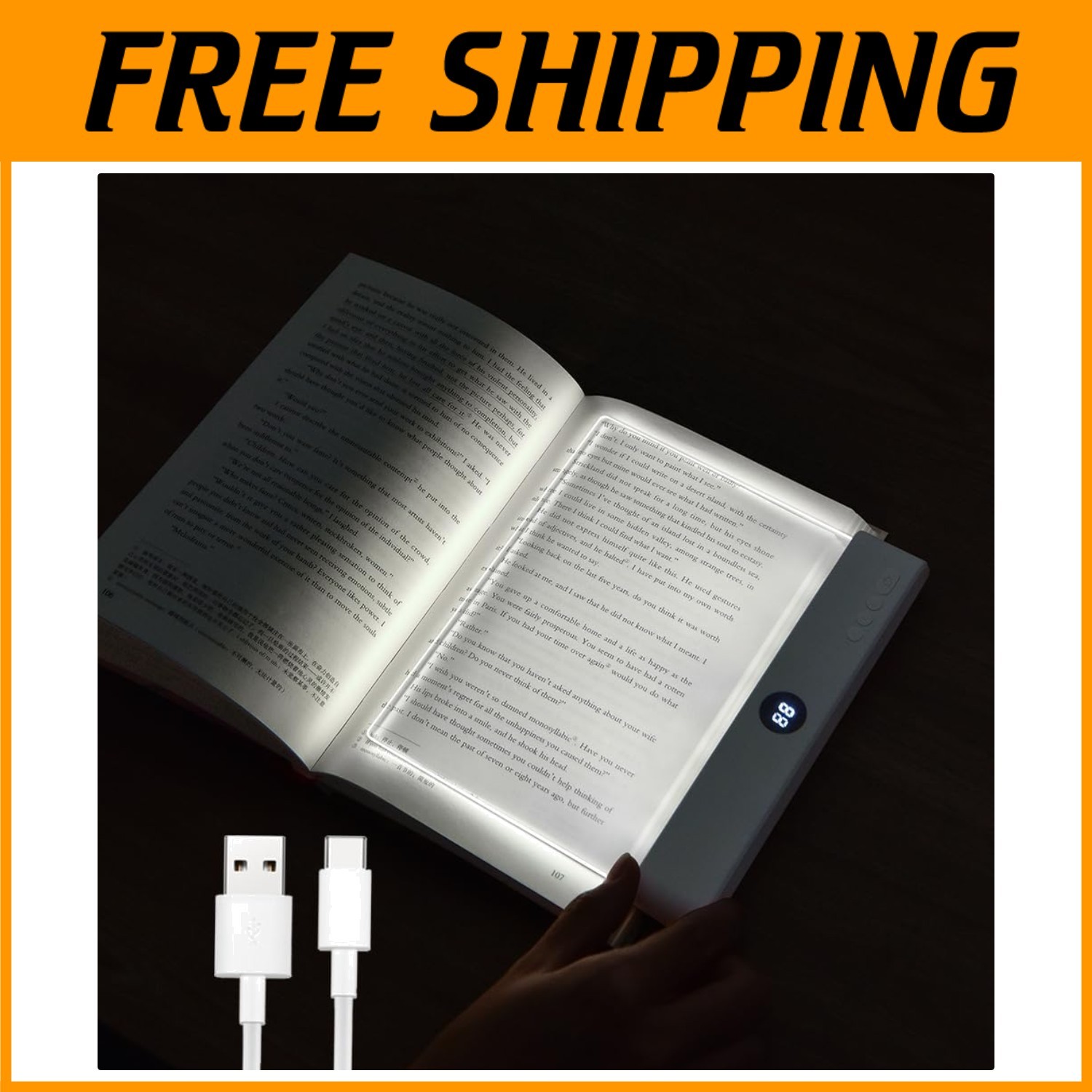 Clear Panel Plate Lamp for Reading in Bed, 3 Colors & Timer