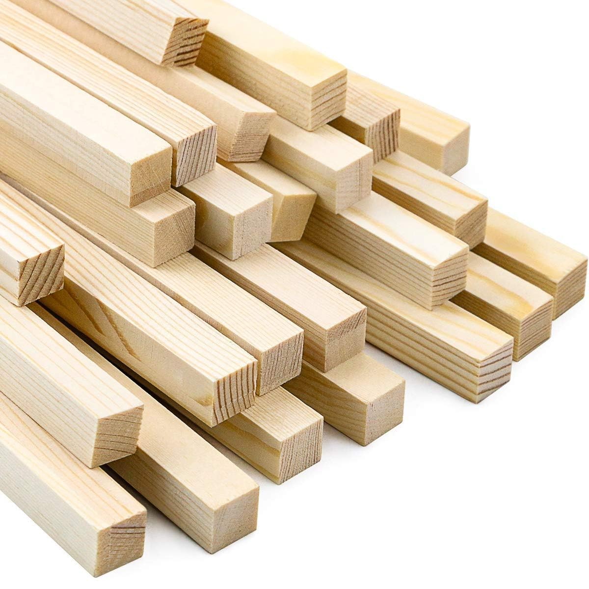 BILLIOTEAM 25 Pack of Unfinished 1/2” x 12” Hardwood Square Wooden white 
