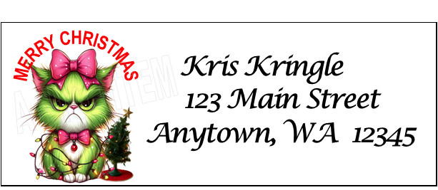 30 angry cat Personalized  Christmas Return Address Labels
