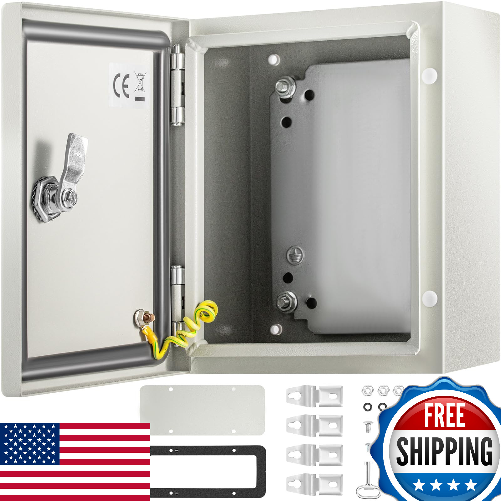 VEVOR NEMA Steel Enclosure, 10" x 8" x 6" NEMA 4X Steel Electrical Box,IP66 Wate