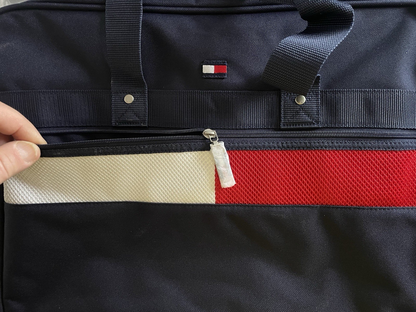 Tommy Hilfiger Duffle Bag Gym Vintage New NOS Red White Blue Football Boxing Run