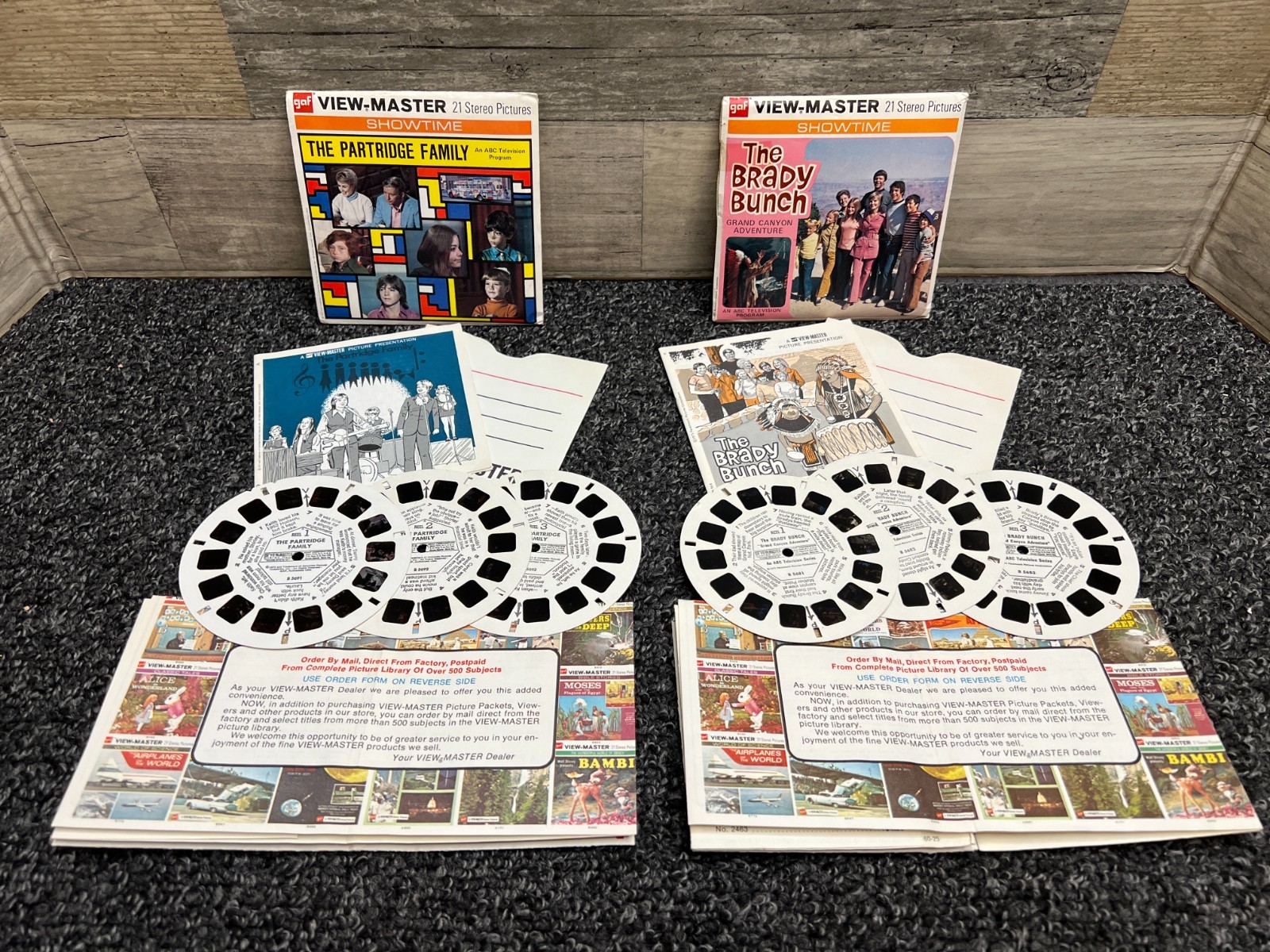 Vintage View-Master The Brady Bunch & Partridge Family 3 Reel Sets - Complete!