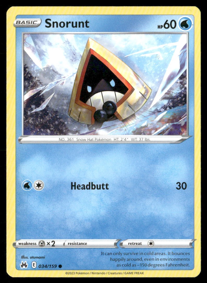 Snorunt Normal Common Crown Zenith 034/159 NM