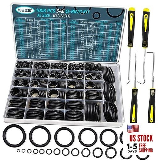  Pcs SAE O Ring Kit,32 Sizes USA Standard Nitrile 70A Rubber Seals Inch O 1008