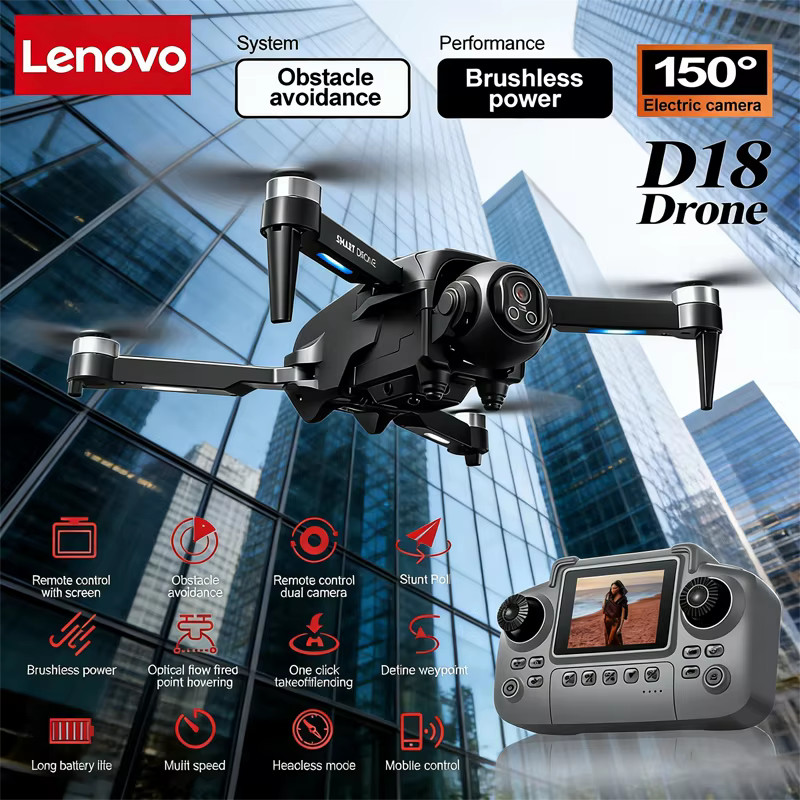 Lenovo D18 Drone 8K HD Dual Camera GPS RC Quadcopter with Obstacle Avoidance