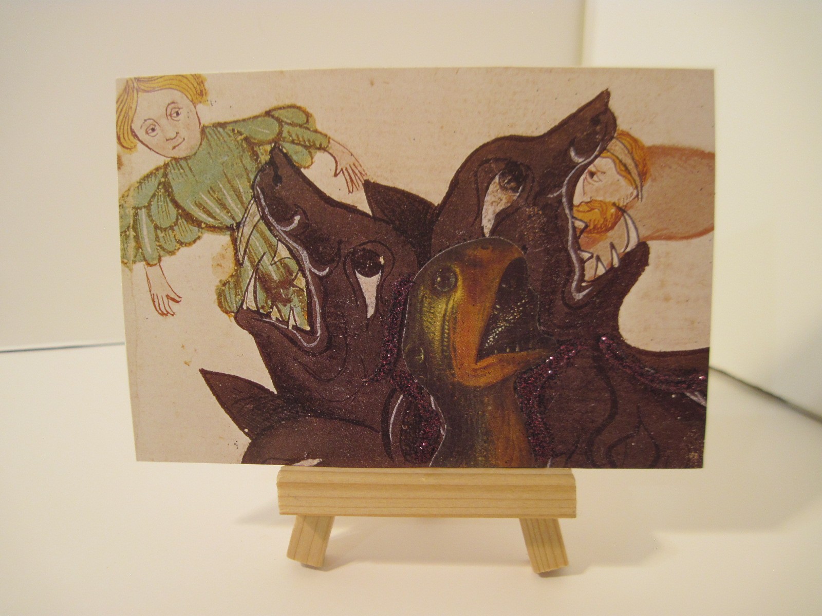 dogs of war Original Collage 4 x 6 inch art Outsider Avant-Garde Gothic Brut