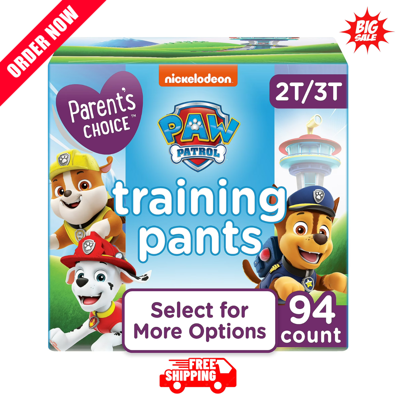 Parent's Choice Paw Patrol Training Pants for Boys, 2T/3T, 94 Count