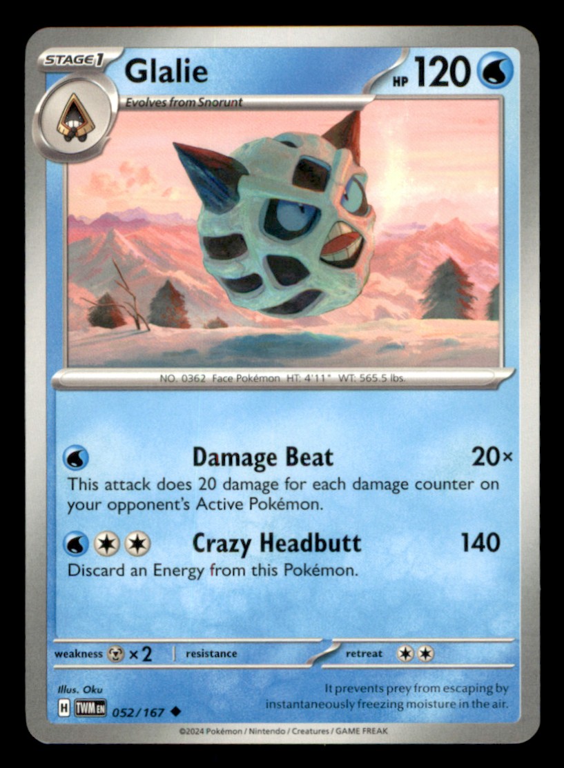 Glalie Uncommon SV06: Twilight Masquerade 052/167 NM Normal Pokemon