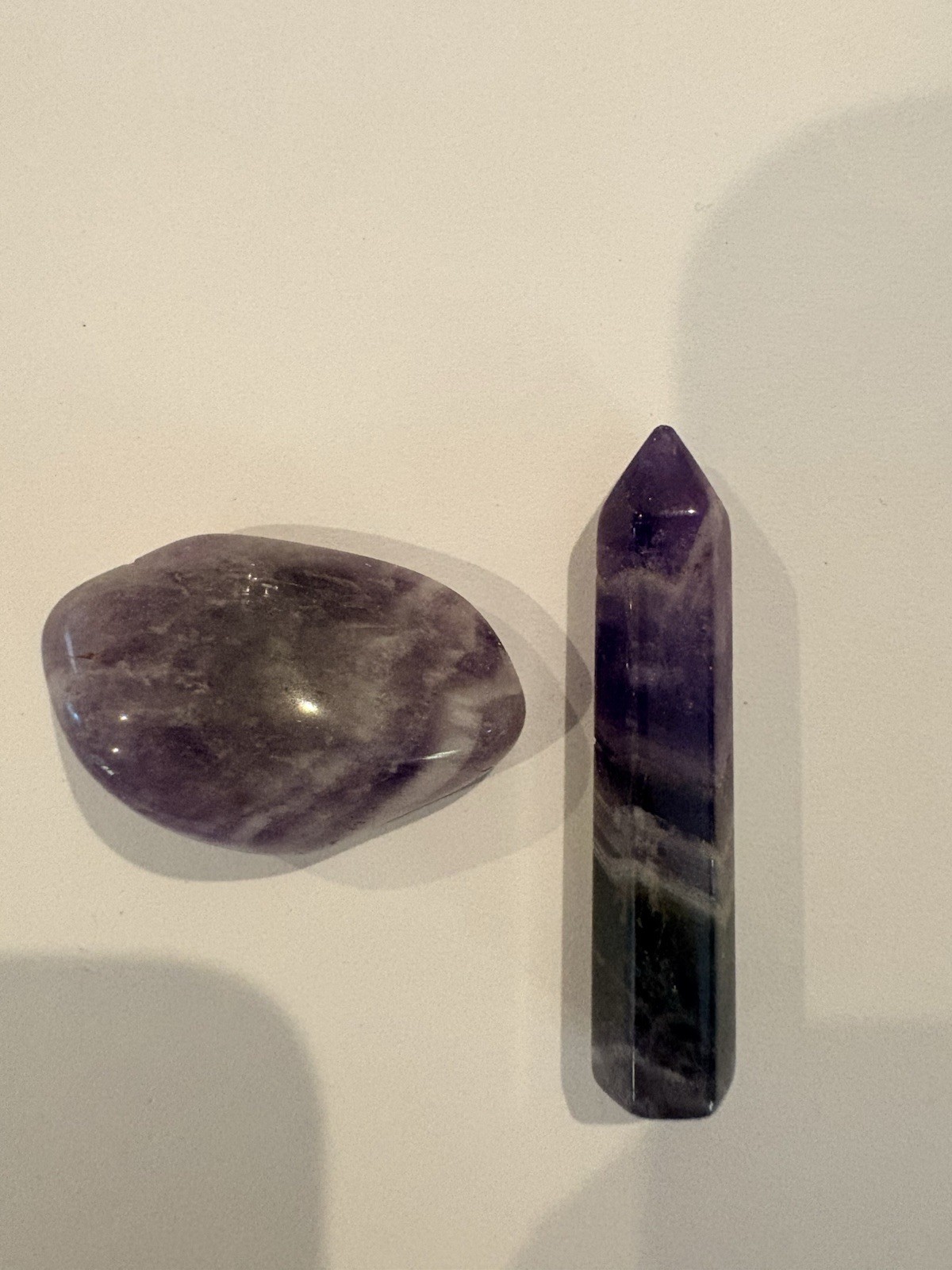 Lot Of 2 Chevron Amethyst Point Natural Crystal Obelisk Tower Healing Gemstone