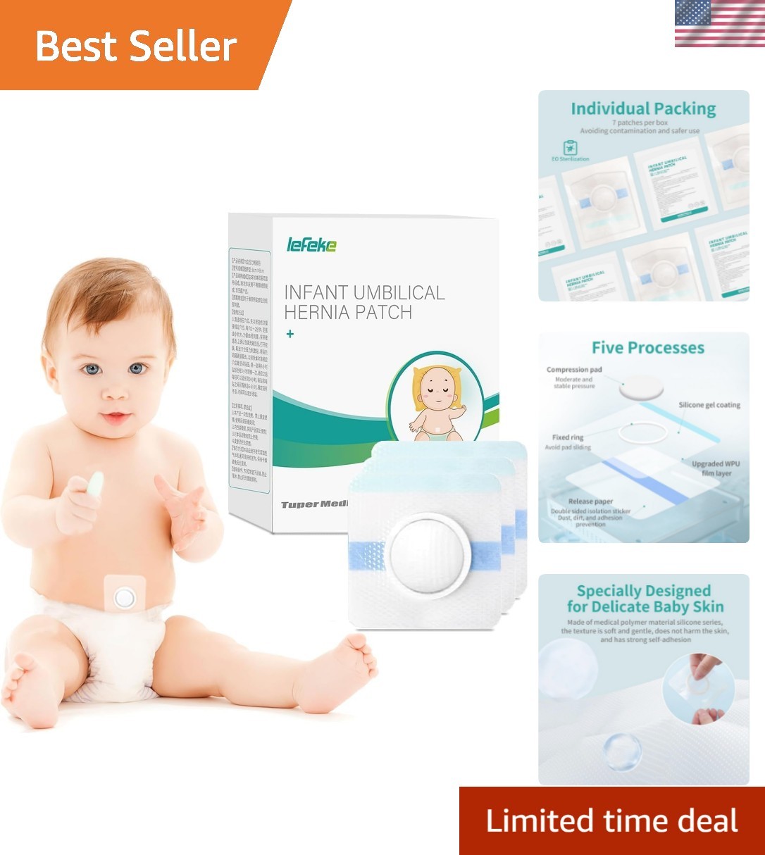 Baby Belly Navel Patches, Cotton Pads for Baby Belly Button Hernia, Infant Es...