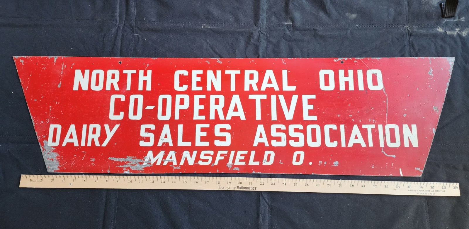 Vintage North Central Ohio Co-Operative Dairy Sales Sign Mansfield Ohio Steel