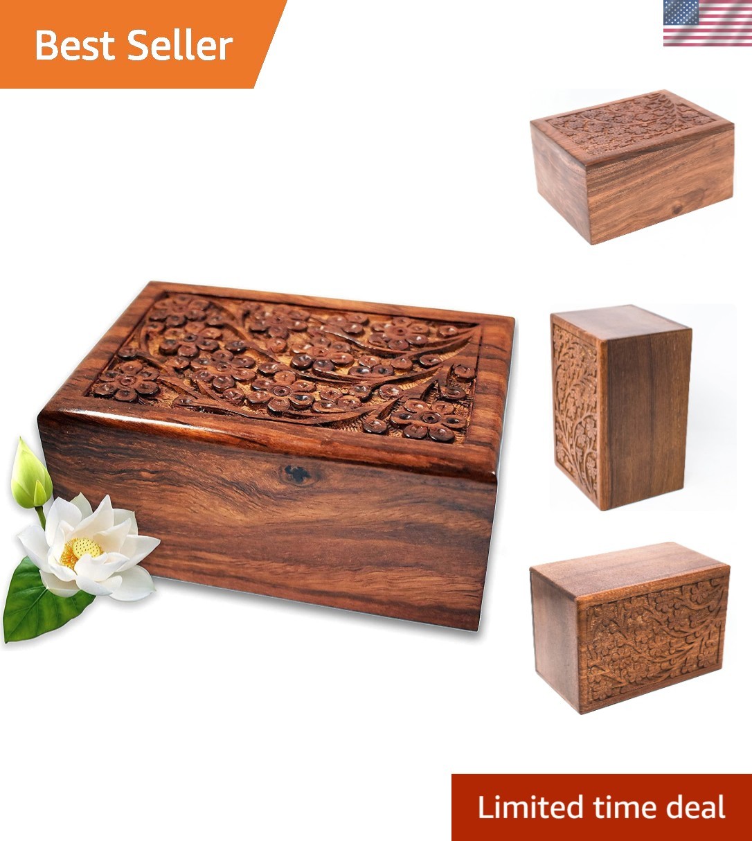 Polished Rosewood Keepsake Urn for Human Ashes - Memorial Tribute for All