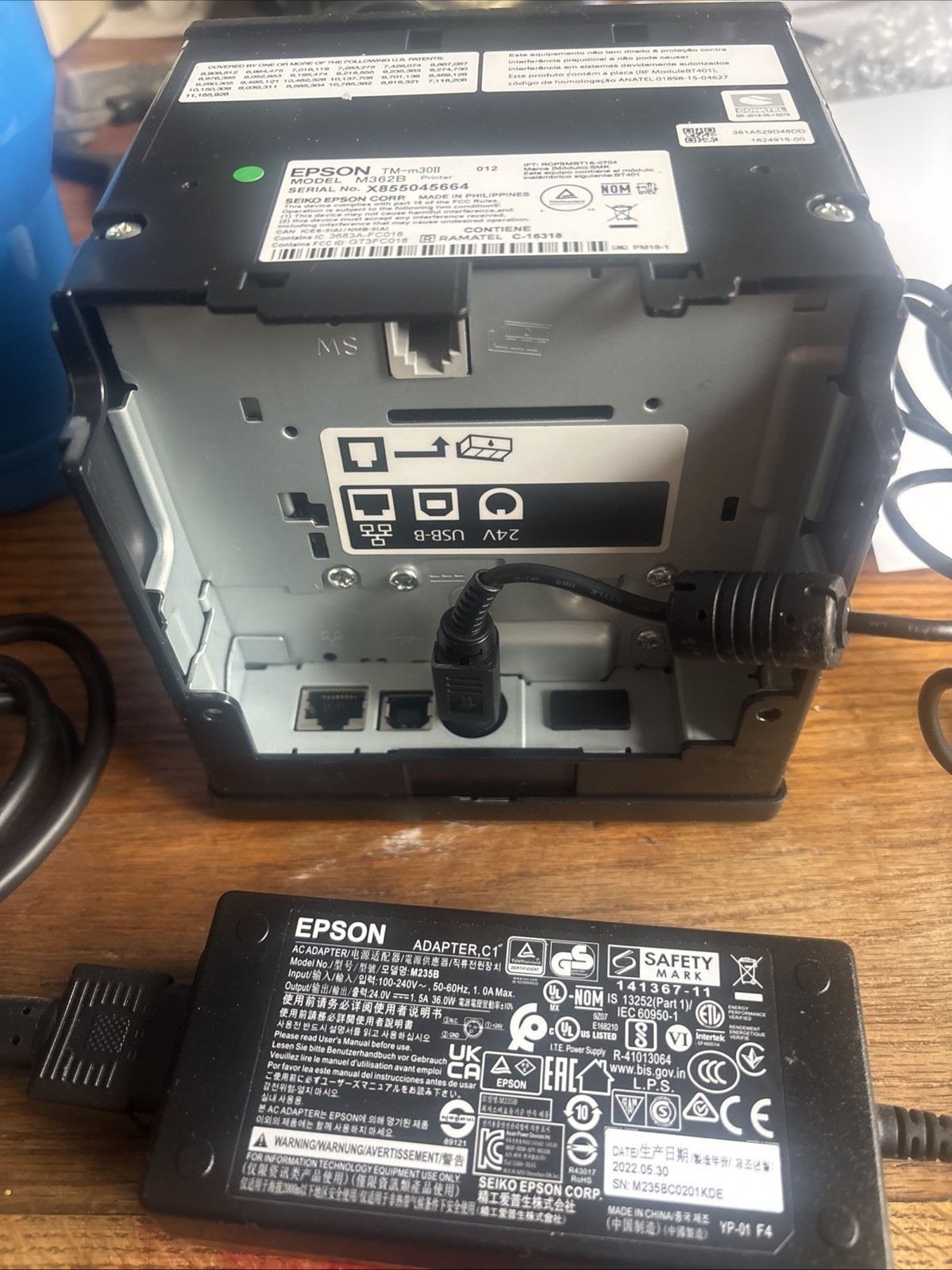 Epson TM-M30ii-012 Model M362B Thermal Printer, BLUETOOTH/Ethernet-LAN/USB w/PS