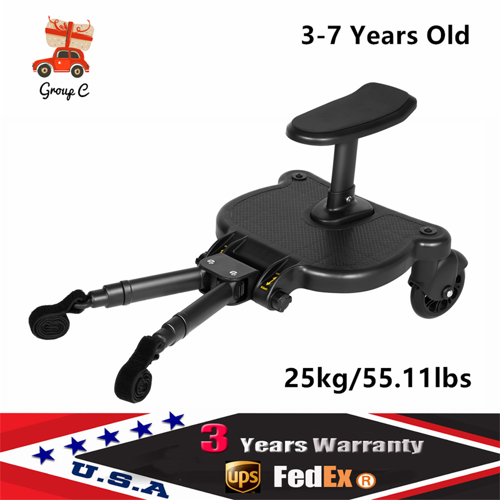 Stroller Board Universal Stroller Ride Board Buggy Wheeled Board Seat Ped