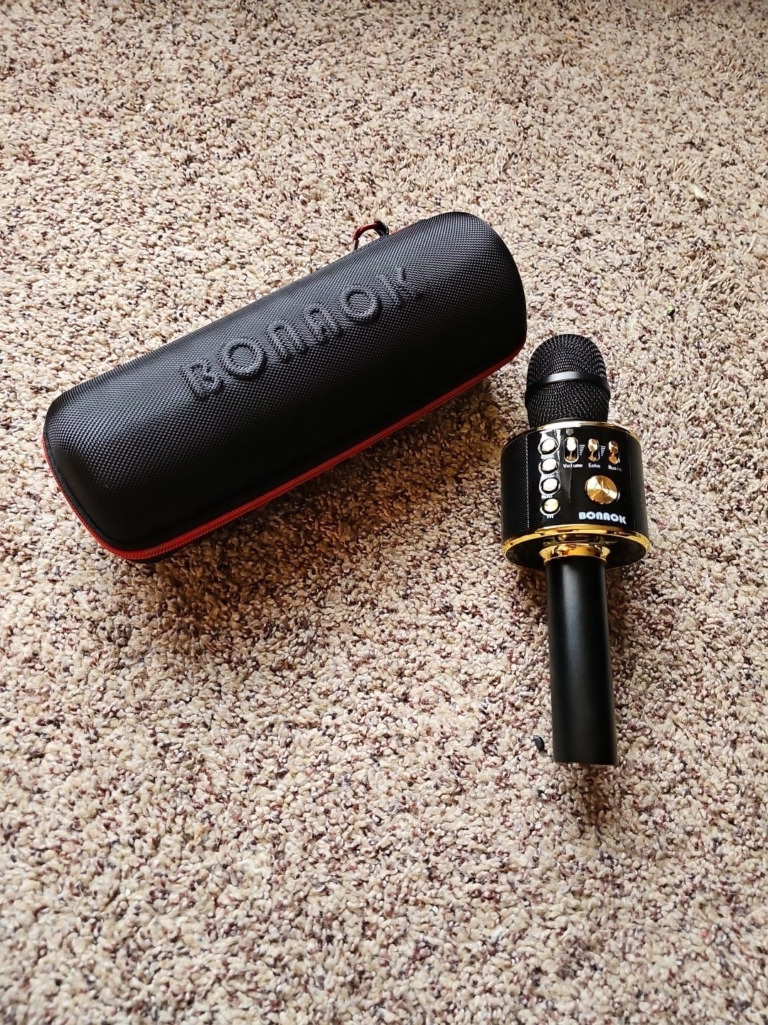 BONAOK Wireless Bluetooth Karaoke Microphone In Black/Gold
