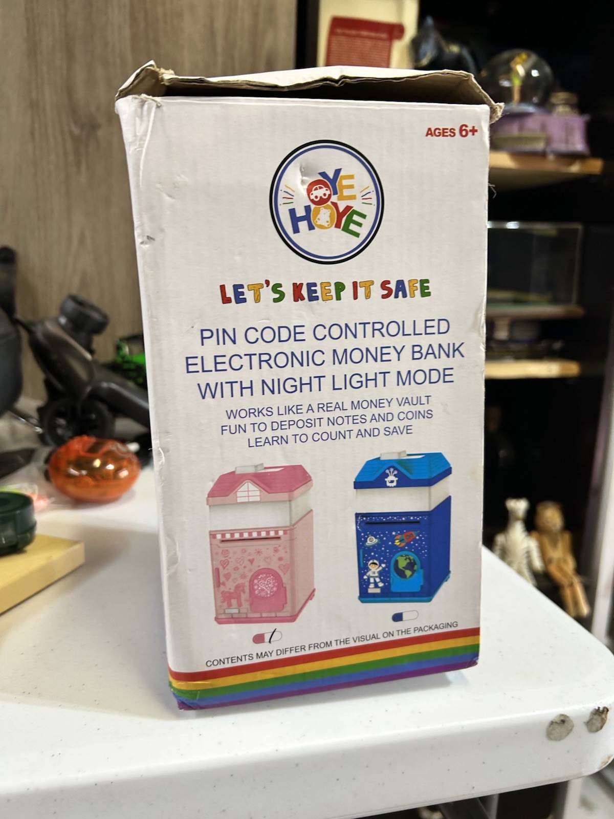 Oye Hoye Girls Pink Bank Electronic Money Coin Code Bank W/ LED Night Light NEW