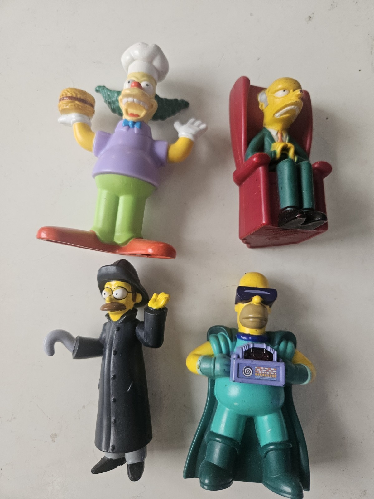 Vtg 1990's The Simpsons Halloween Burger king lot of 4 Homer Ned Mr Burns Krusty