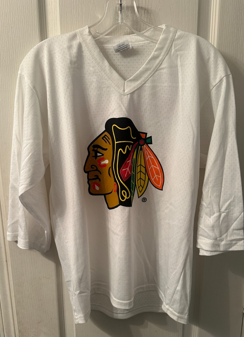 Chicago Blackhawks Kids 14-16 White Mesh Jersey by Park Anthony
