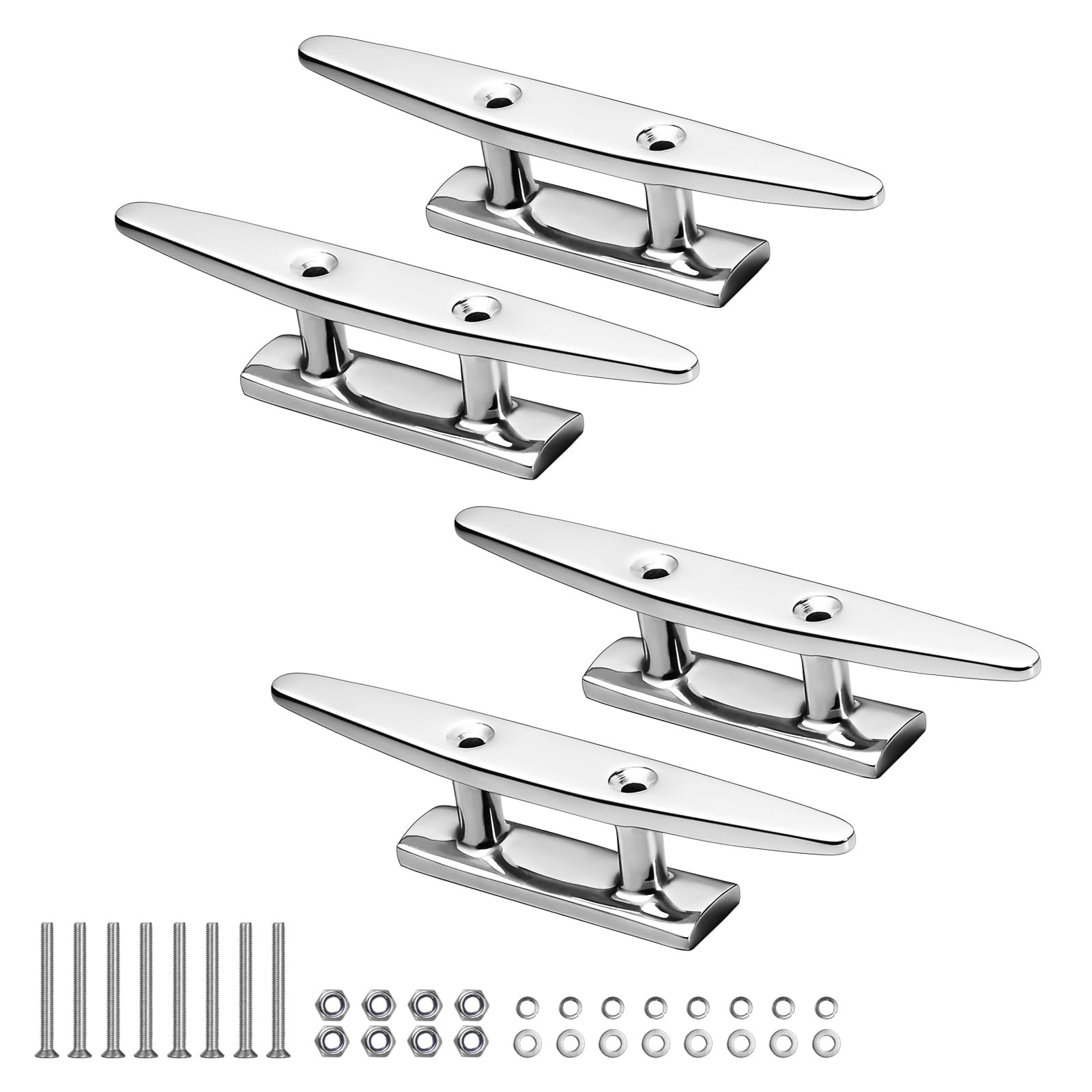Boat Cleats 5 Inch, 316 Stainless Steel Boat Mooring Cleat Pack of 4, Install...