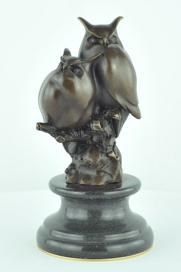 Art Deco Style Statue Sculpture Owl Owl Bird Wildlife Art Nouveau Style Bronze S