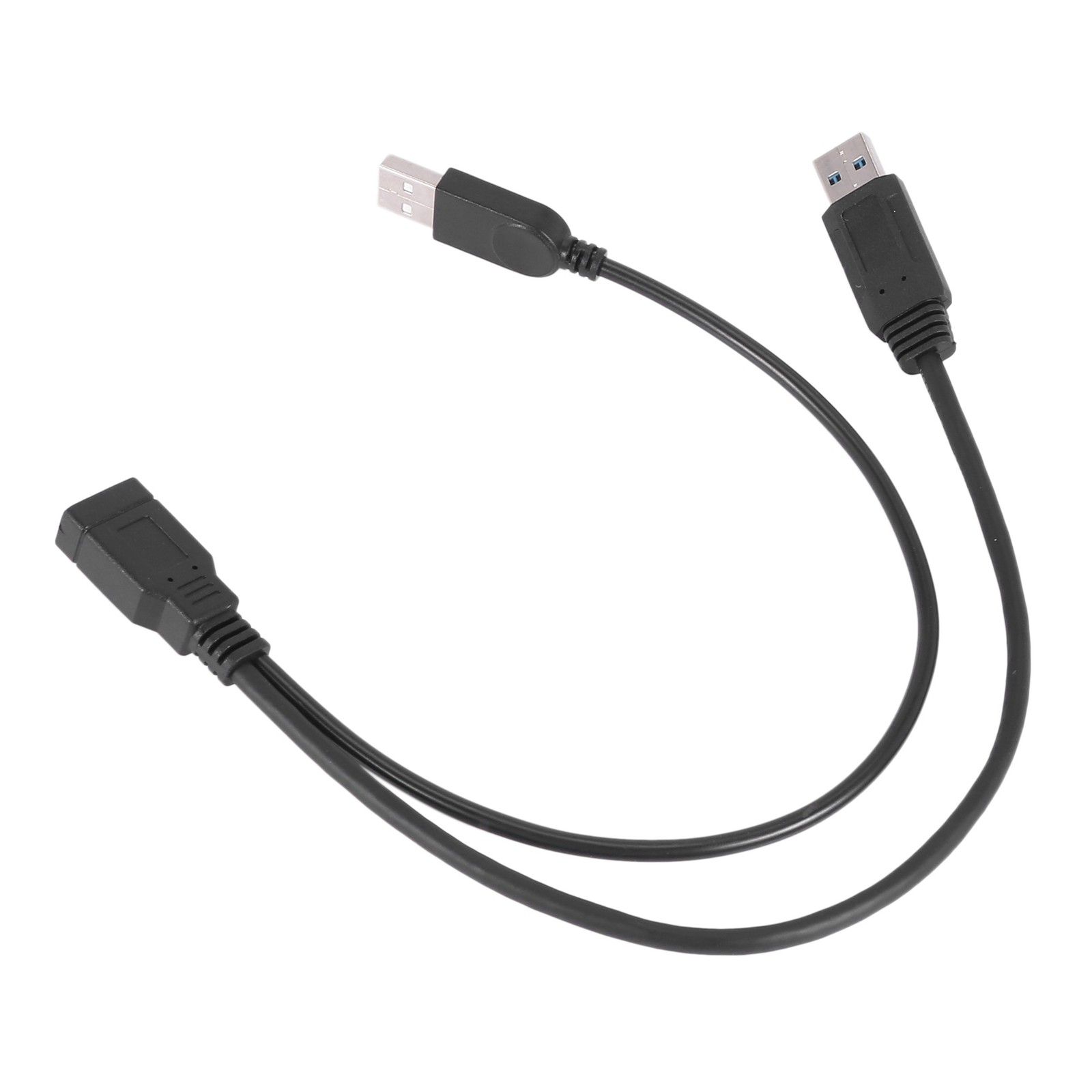 2X Black USB 3.0 Female to Dual USB Male Extra  Data Y Extension Cable for9681