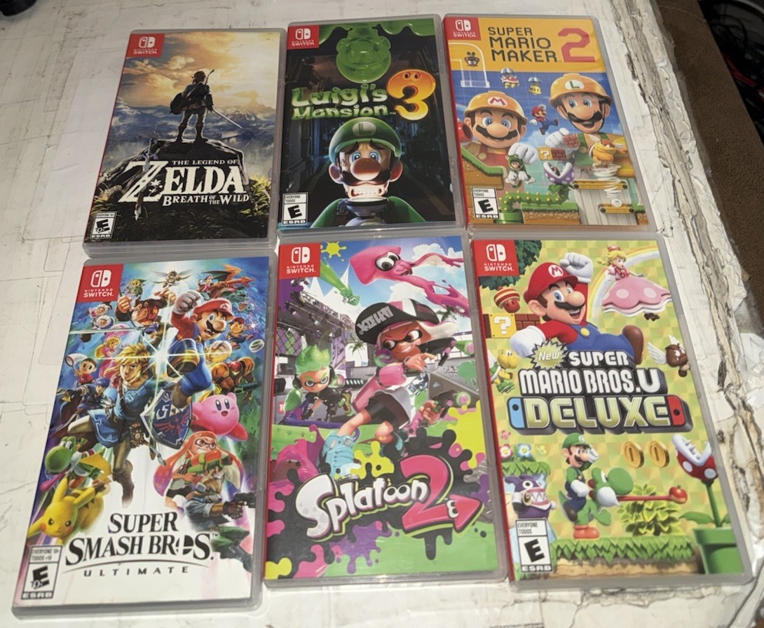 Lot of 6 Nintendo Switch CASES ONLY - NO GAMES EMPTY CASES