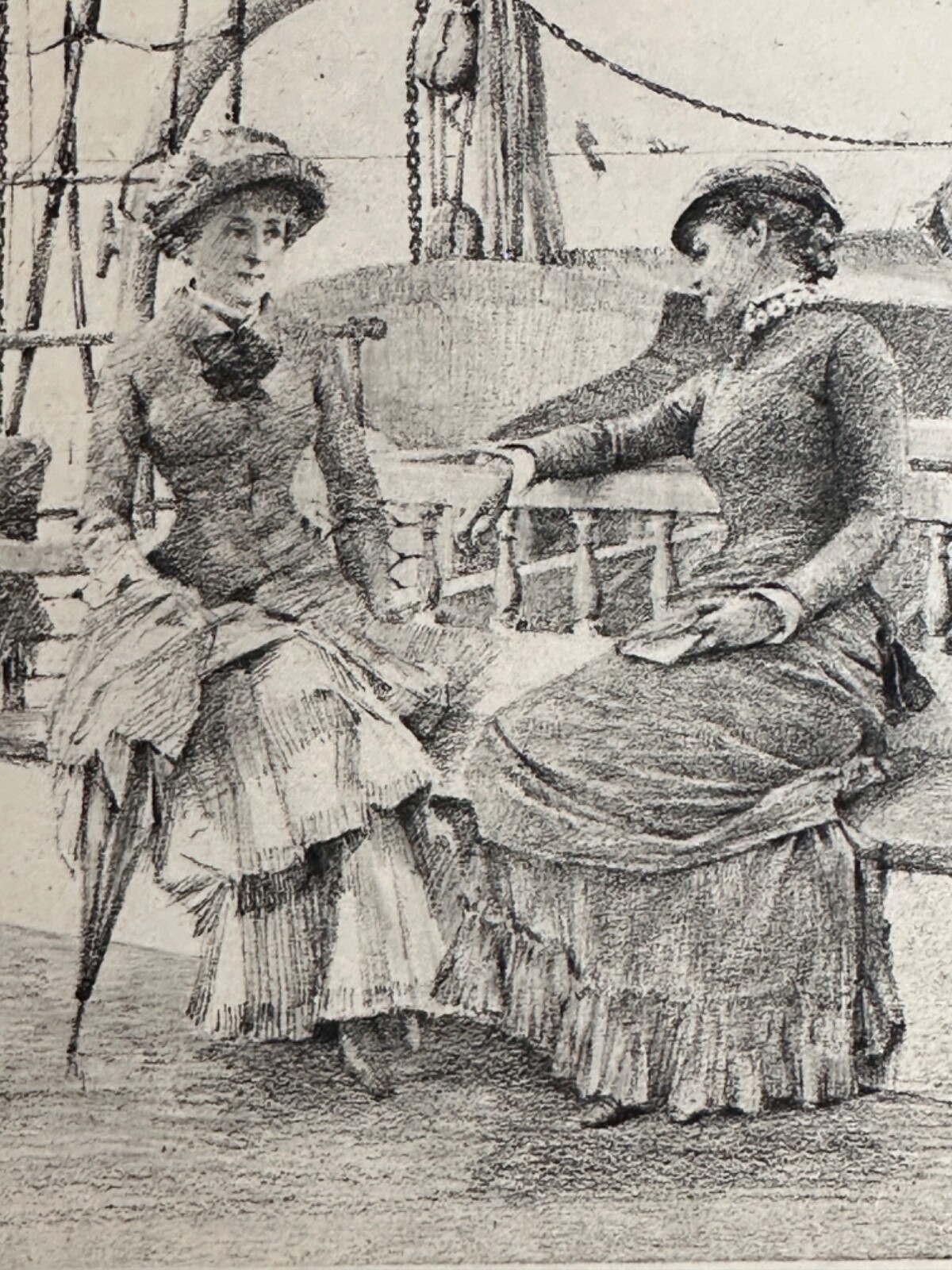 Vintage Lithograph Gunnar Berndtson 1881 Bridge Boat Portrait Finland