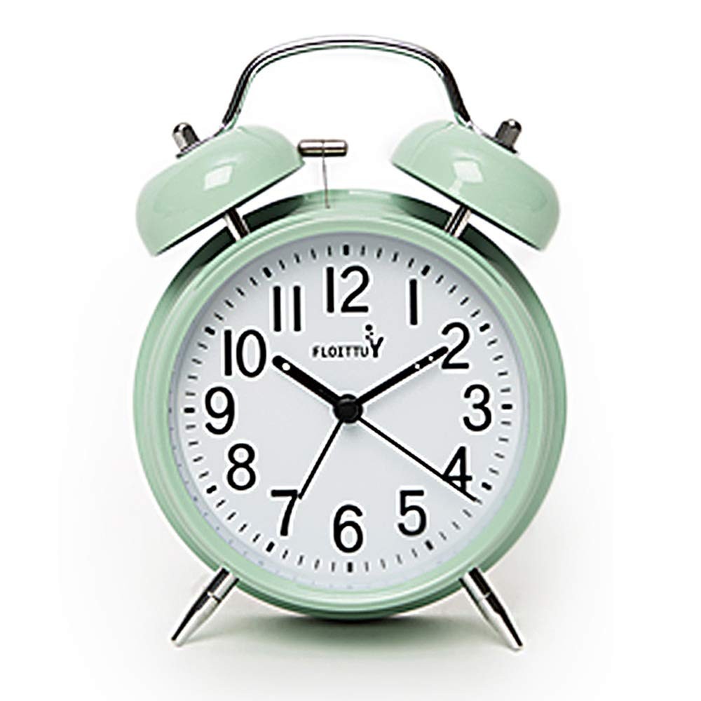 FLOITTUY Loud Alarm for Deep Sleepers 4'' Twin Bell Clock Medium, Green 