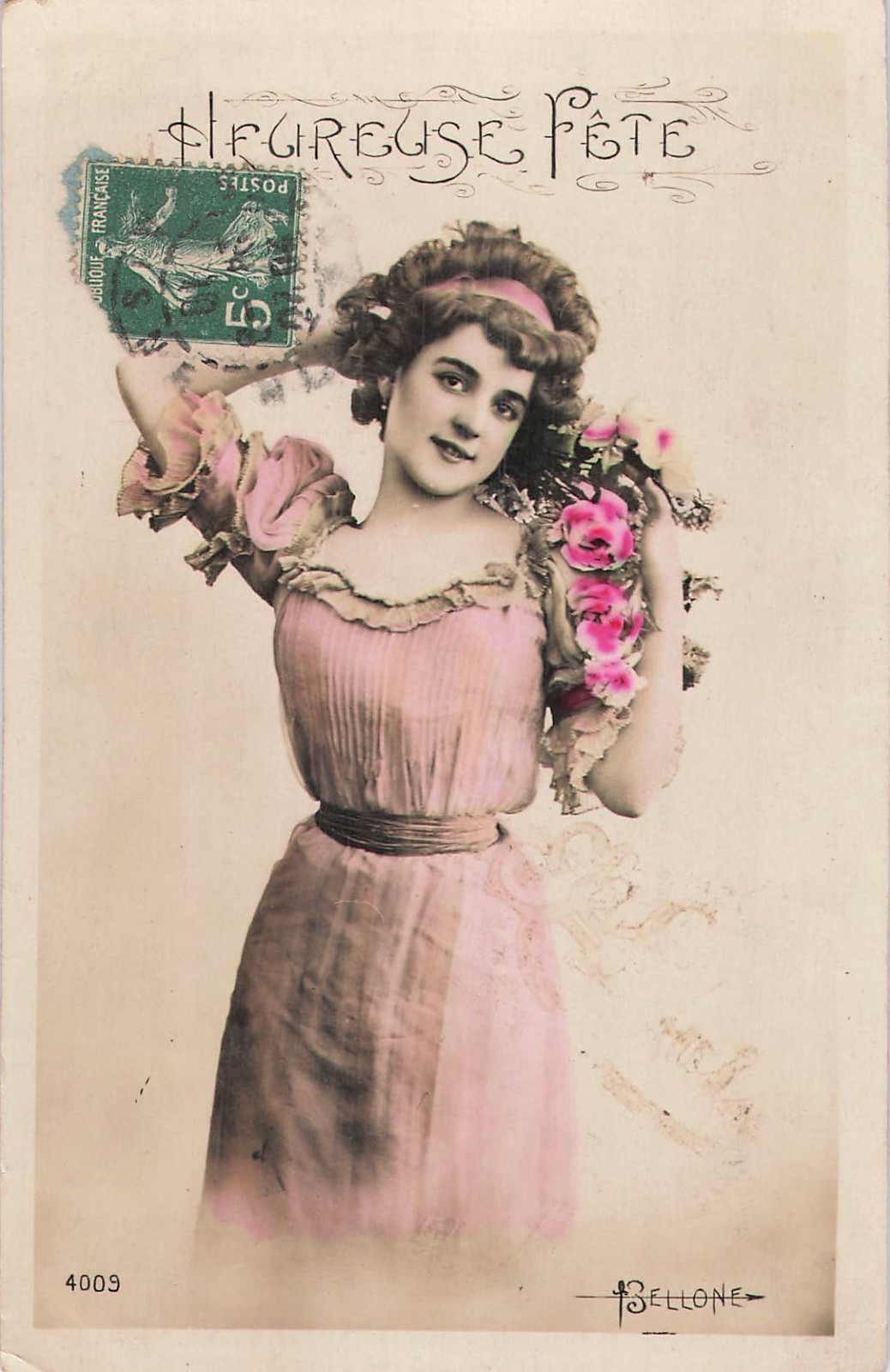 CP HAPPY PARTY WOMEN ELEGANT HEADBAND PINK FLOWERS - 53148