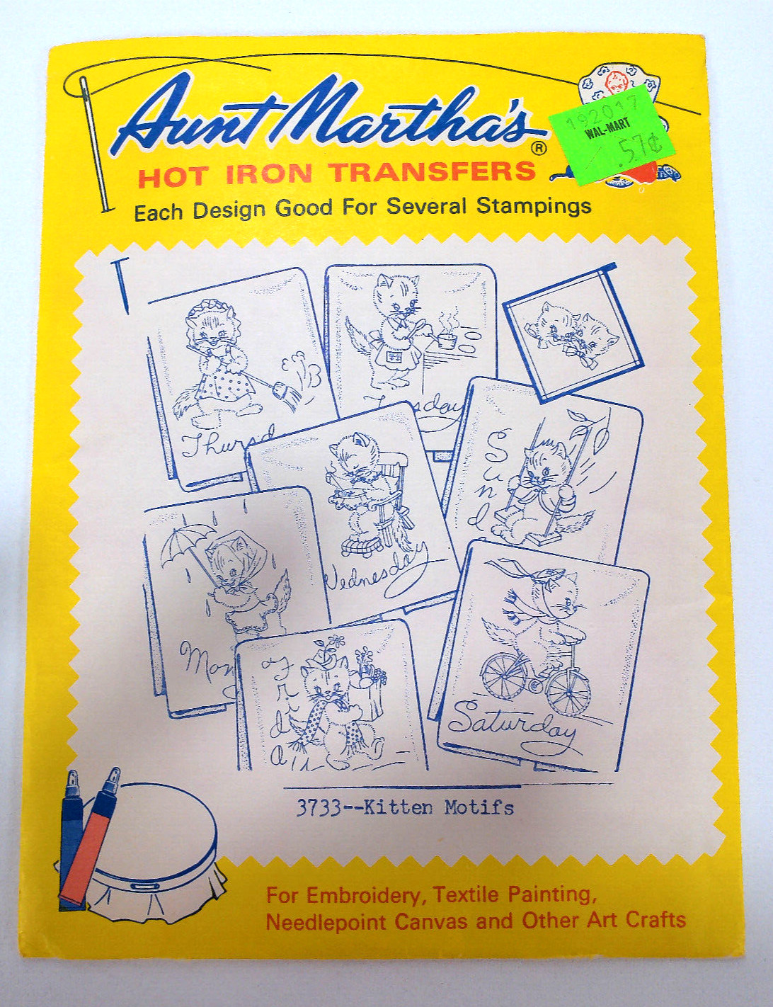 Aunt Marthas Hot Iron Transfer ~ 3733 ~ Kitten Motifs ~ Made in USA