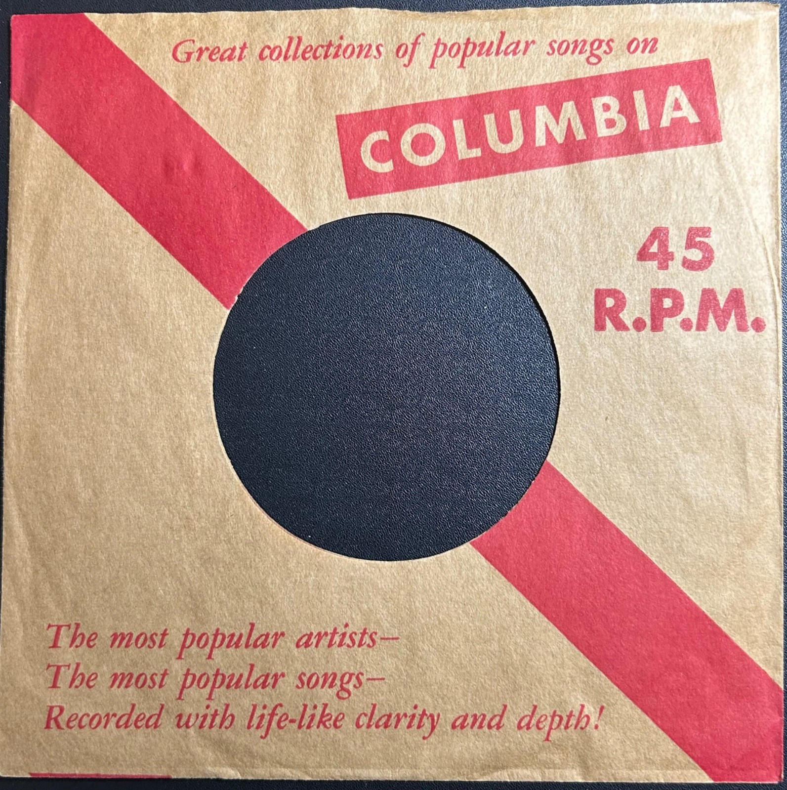 Columbia 'Great Collections' red stripe 45rpm commercial sleeves: Lot of 4