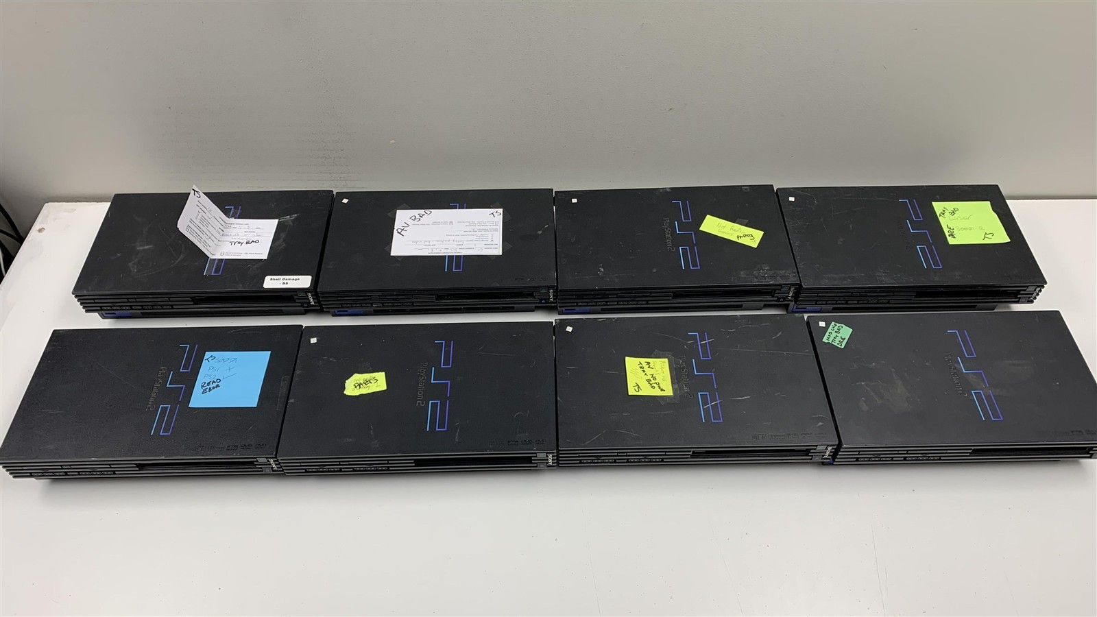 Lot of 8 Sony PlayStation 2 PS2 Fat Consoles - AS-IS Broken For Parts Repair