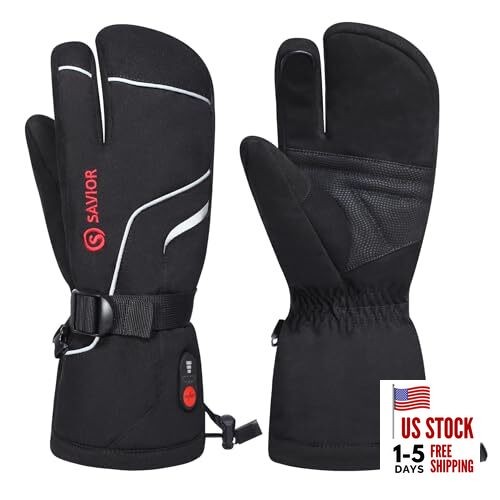 Heated Mittens Battery Gloves Men Women,  Flexible Crab Finger XX-Large S66G