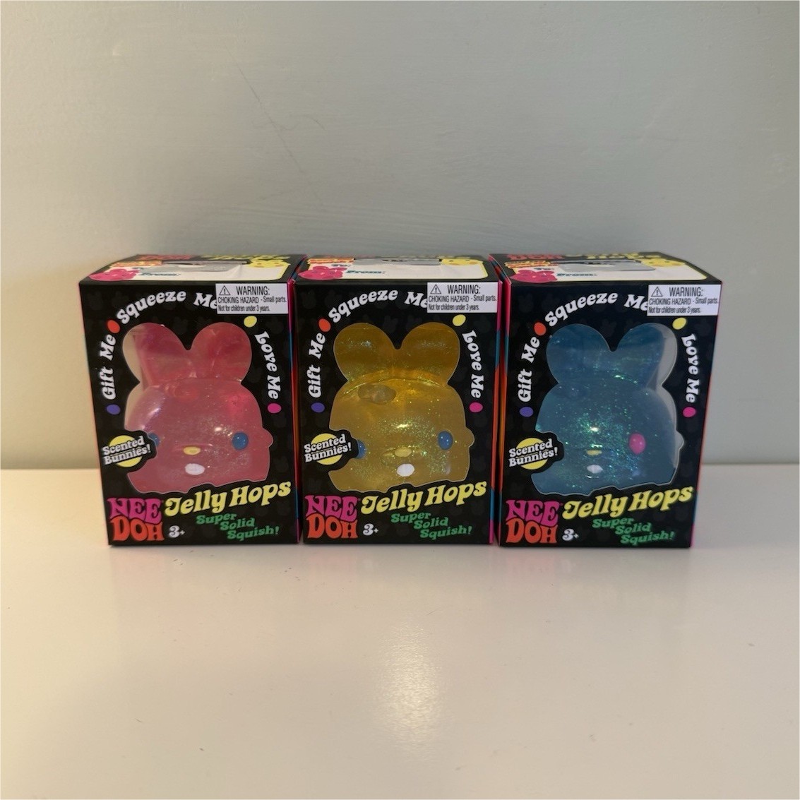 Schylling NeeDoh Jelly Hops Scented Squishy Bunnies Pink Yellow Blue 2023