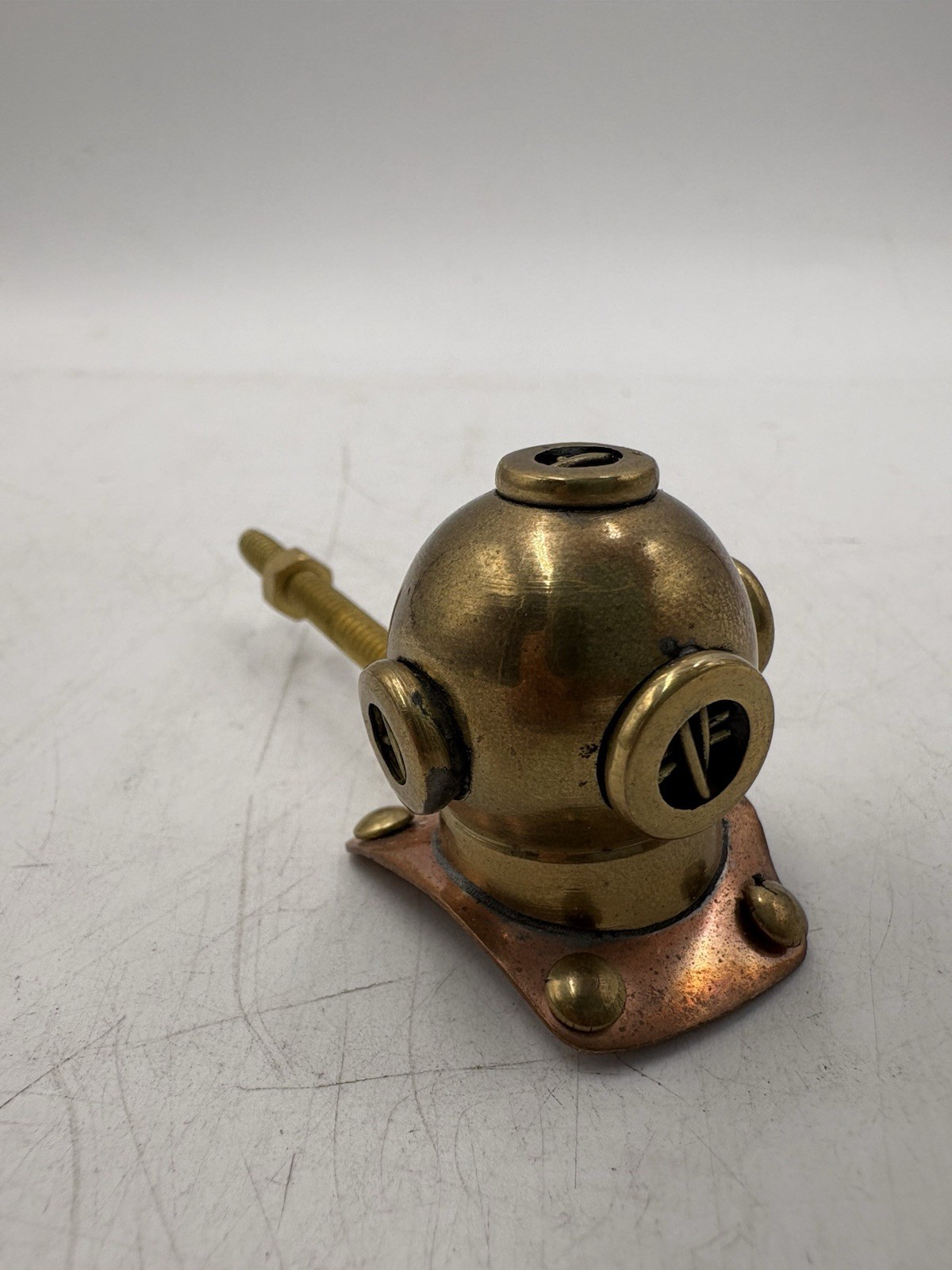 Brass Mini Nautical Diving Helmet Deep Sea Mark V Decor US Navy Drawer Pull Knob