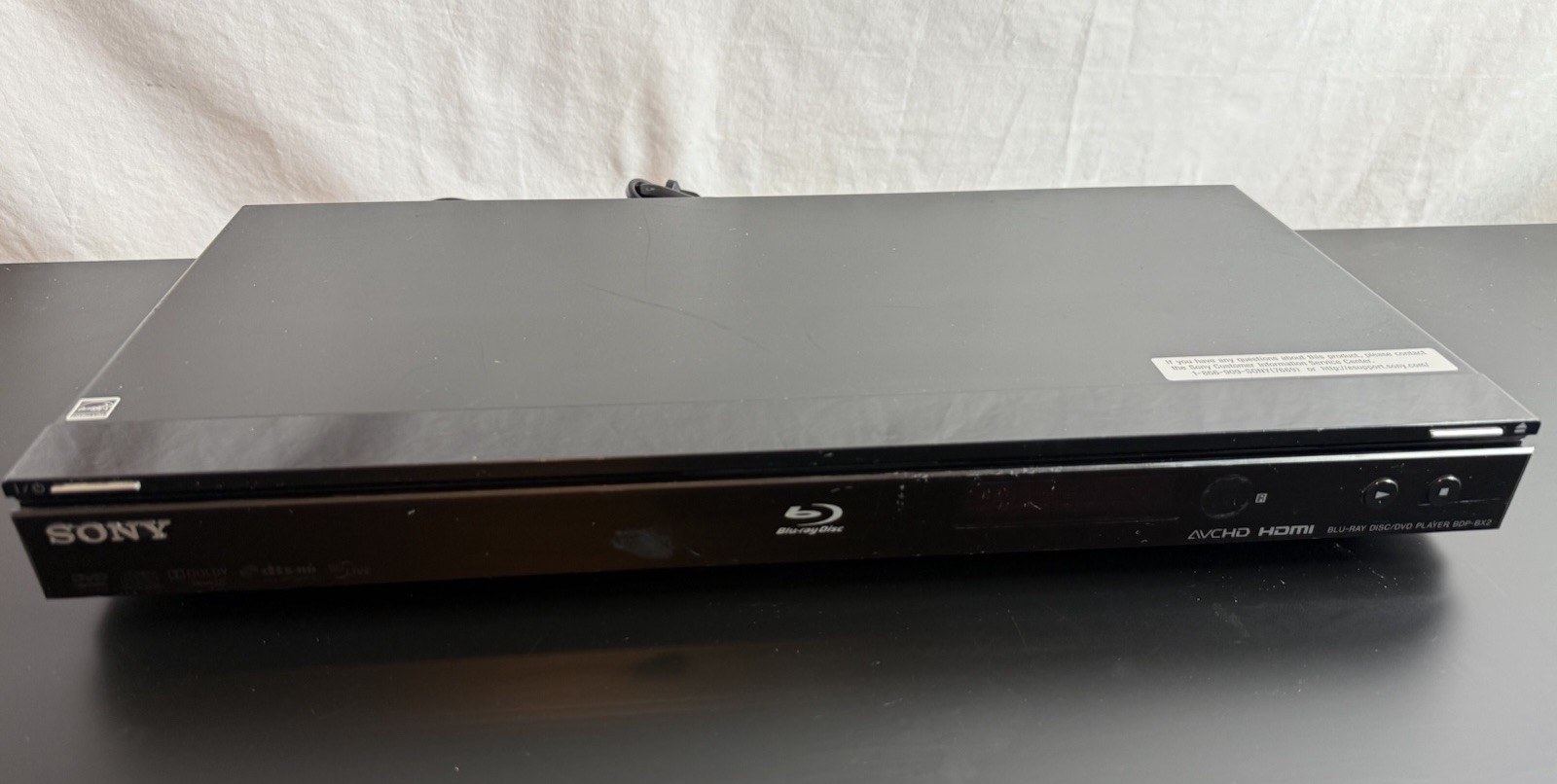 Sony Blu-ray Disc DVD Player BDP-BX2 Tested w/AC Power Cord **No Remote**