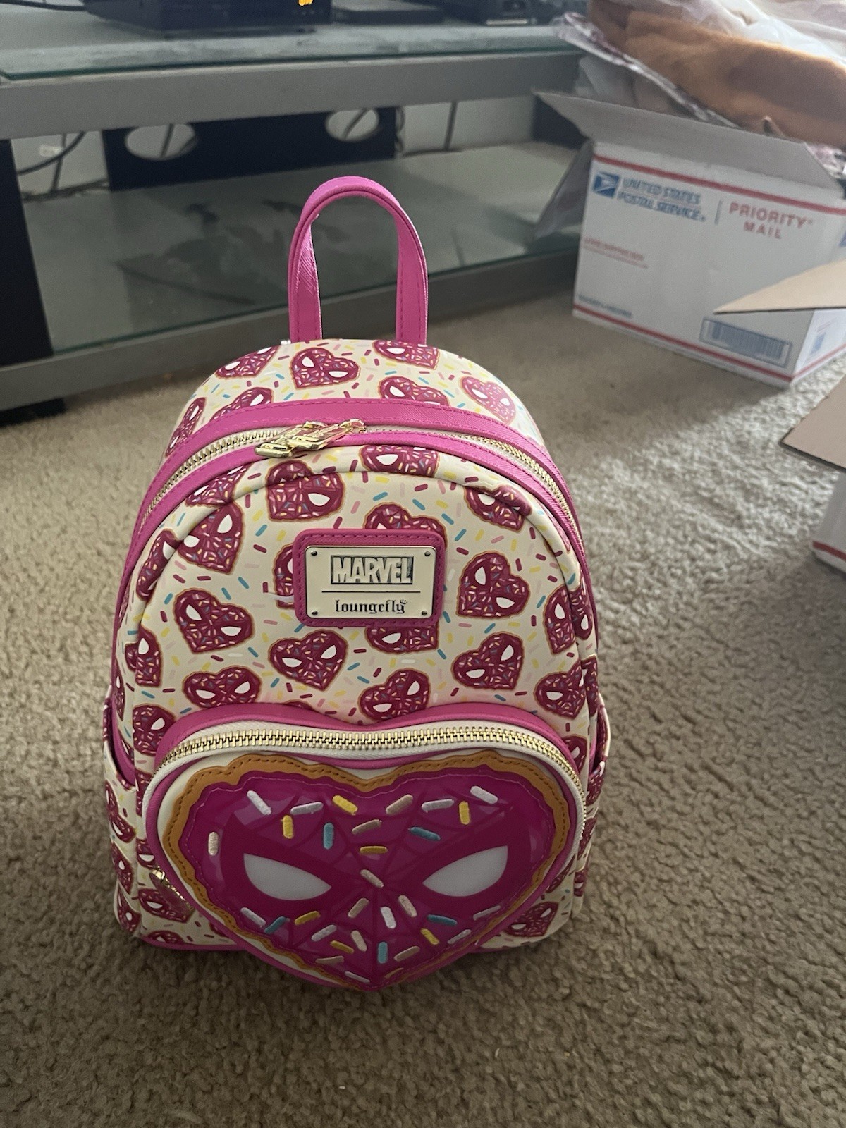 NWT MARVEL LOINGEFLY SPIDER-MAN SPRINKLED DONUT VALENTINE’S BACKPACK RARE HTF