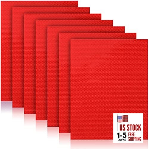  7 Sheets 8.86'' x 11.42'' Adhesive Reflective Stickers Flexible Waterproof Red