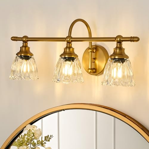 Gold Vanity Light Vintage 3 Light Bathroom Lighting Fixtures Over Mirror Wiht 