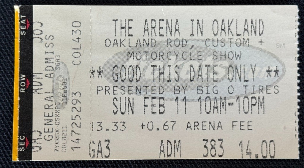 Vintage 2003 Oakland Rod, Custom & Motorcycle Show Ticket Stub -Hot Rod Car Show