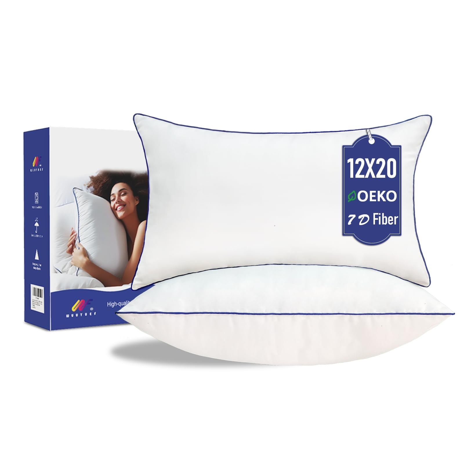 Wuuyuef 12x20 Pillow Insert Set of 2 – Firm Inch(Set 2), White 