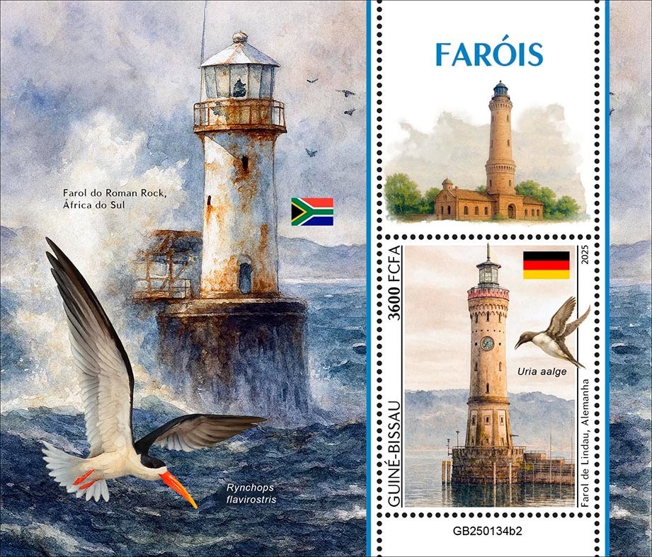 Lighthouses Birds Germany South Africa MNH Stamps 2025 Guinea-Bissau S/S