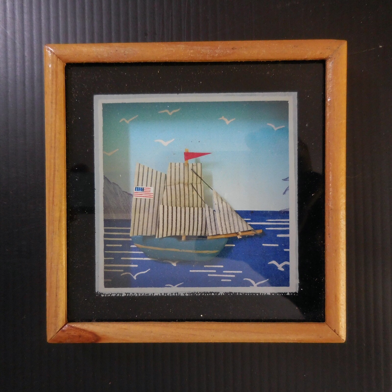 Handmade Miniature Frame Sailboat Marine US United States N5875