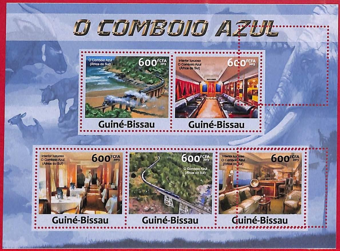 A5216 - GUINE-BISSAU - ERROR MISPERF Stamp Sheet - 2013 - Blue train