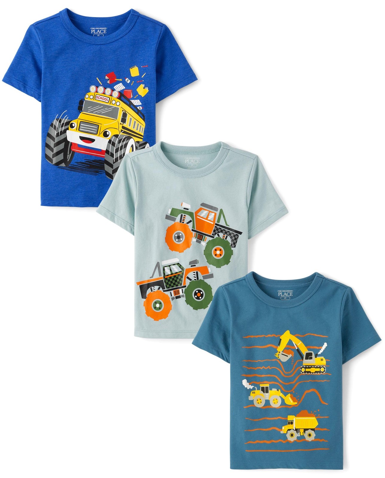 The Children's Place Boys Toddler Short-Sleeve Vehicle Graphic Tee 3pk 2T