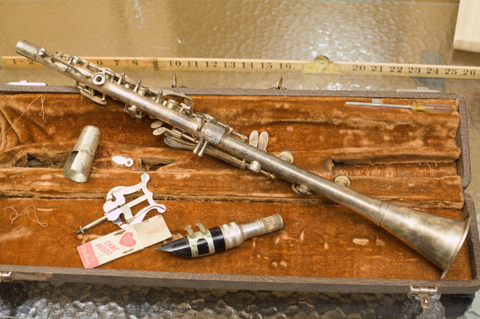 King American Standard Silver-Plated Metal B Clarinet Lyre 1930s USA Fair cond