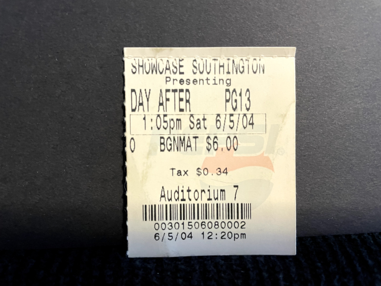 Vintage Movie Ticket Stub Day After Tomorrow
