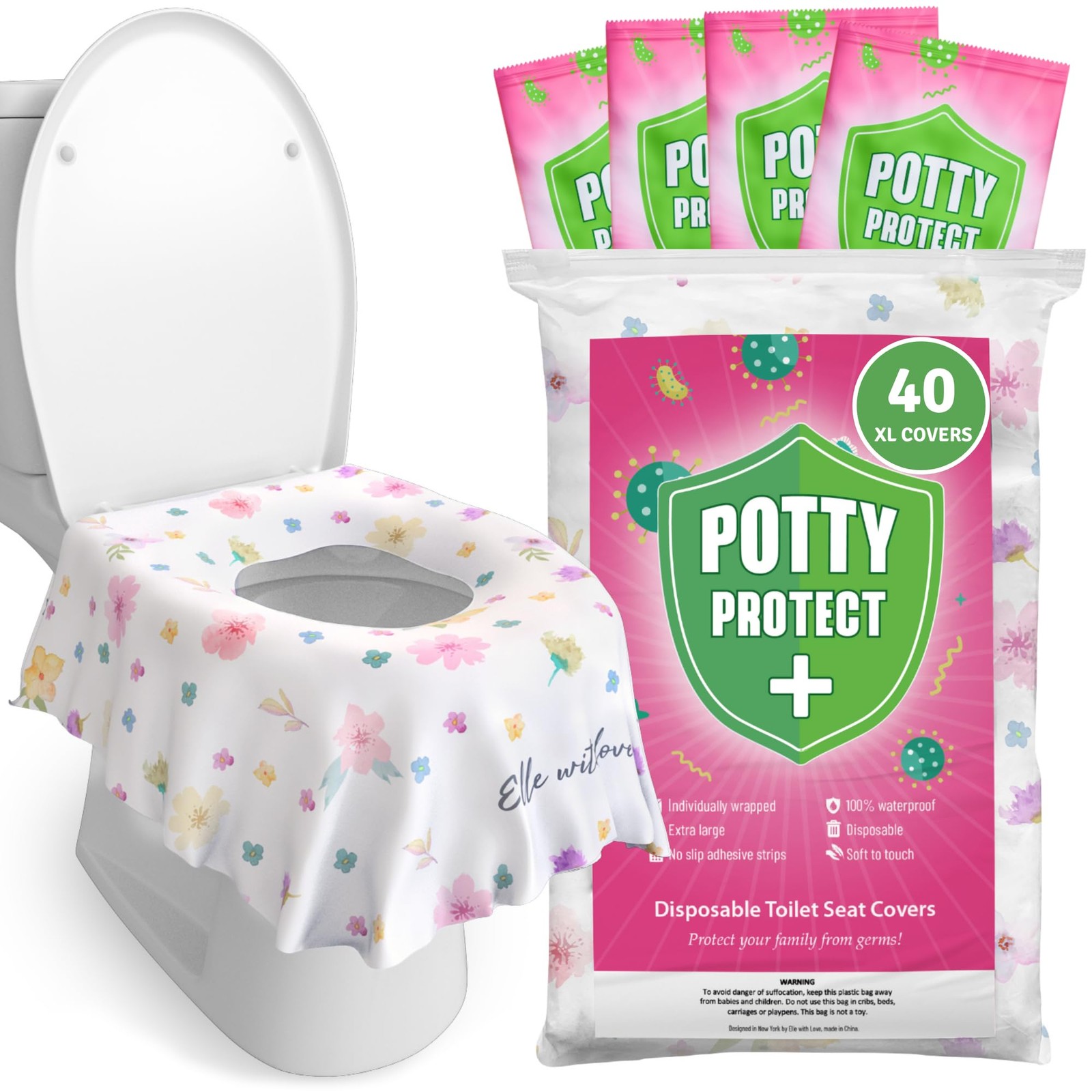 40 Extra Large Disposable Toilet Seat Cover by – Toddler Toilet Covers for Fu...